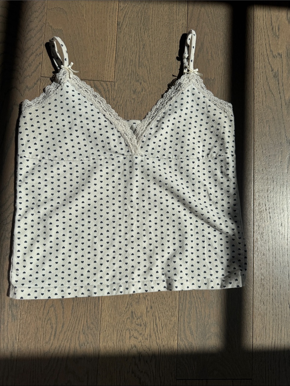 Brandy Melville blue heart LACE top (with bows!)